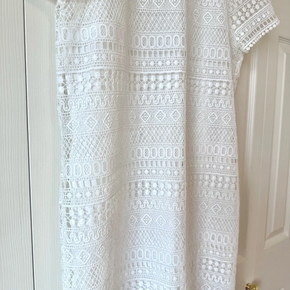 MANGO Elegant White Lace Dress - Picture 5 of 15